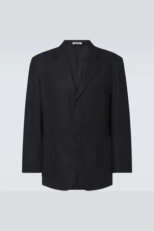 Auralee Pinstripe wool and silk flannel blazer