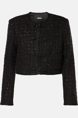 ROTATE Cropped sequined bouclÃ© jacket