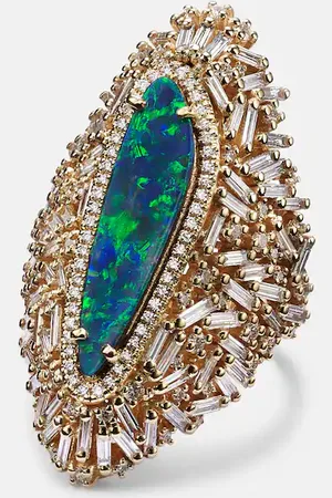 Suzanne Kalan 18kt ring with diamonds and opal