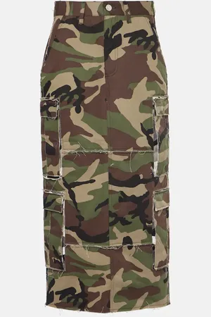 Vetements Camouflage cotton cargo midi skirt