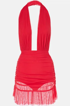 Norma Kamali Ruched halterneck minidress
