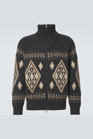 Brunello Cucinelli Cashmere jacquard zip-up cardigan