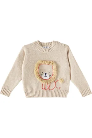 Il gufo Baby embroidered virgin wool sweater