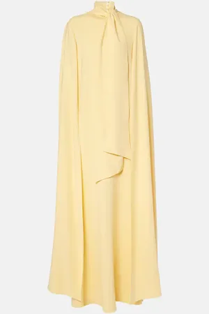 Oscar de la Renta Caped silk-blend georgette gown