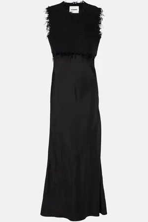 Jil Sander BouclÃ©-trimmed maxi dress