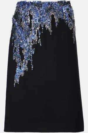 DRIES VAN NOTEN Sequined wool-blend midi skirt