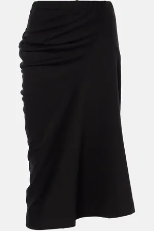DRIES VAN NOTEN Ruched cotton midi skirt