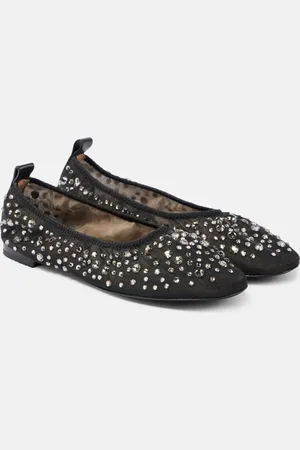 Tory Burch Crystal-embellished mesh ballet flats