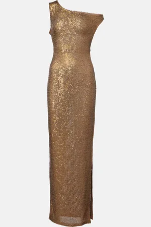 Norma Kamali Sequined one-shoulder gown