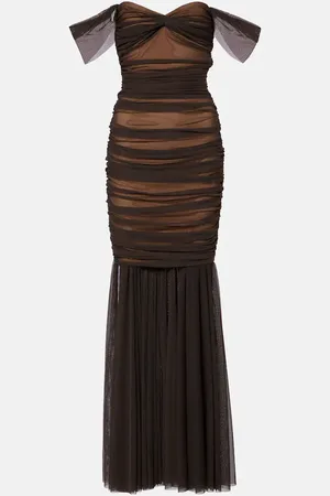 Norma Kamali Walter ruched mesh gown