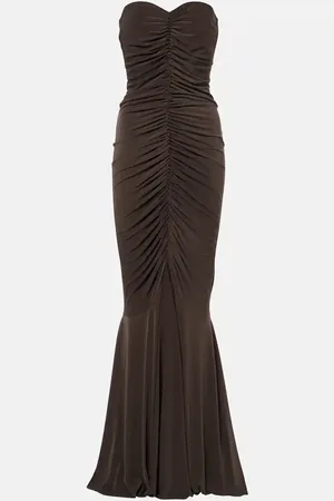 Norma Kamali Strapless ruched jersey gown