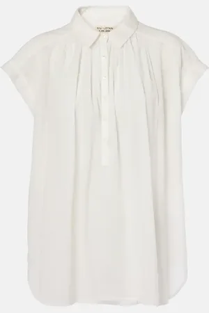 NILI LOTAN Normandy shirred cotton blouse