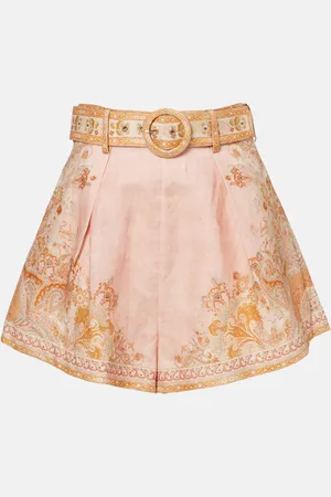 ZIMMERMANN Acacia Tuck printed high-rise linen shorts