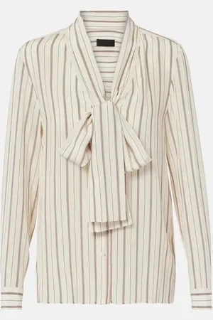 NILI LOTAN Angelique tie-neck striped silk blouse