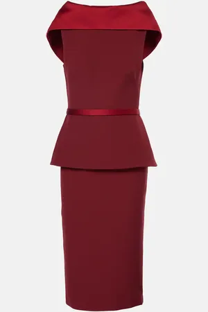 Safiyaa Rella draped peplum heavy crÃªpe midi dress