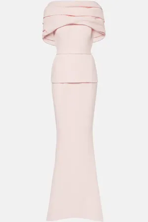 Safiyaa Loura draped peplum crÃªpe gown