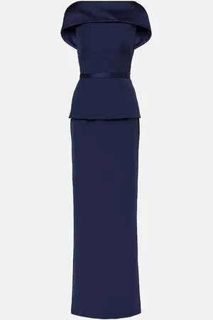 Safiyaa Rella draped peplum heavy crÃªpe midi dress