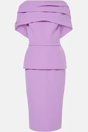 Safiyaa Loura draped peplum crÃªpe midi dress