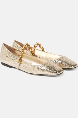Jimmy Choo Diamond Tilda metallic leather Mary Jane flats