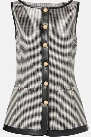 Simkhai Cressida checked faux leather-trimmed vest