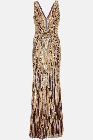 Jenny Packham Raquel sequined tulle gown