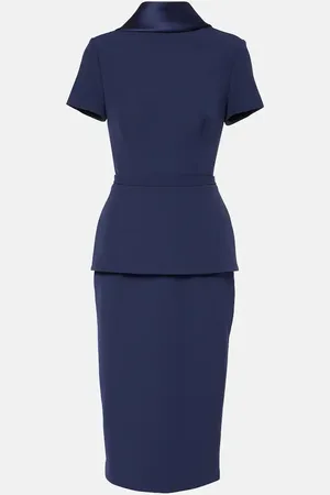 Safiyaa Satin-trimmed crÃªpe midi dress