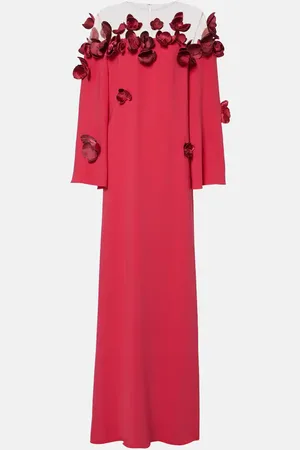 Oscar de la Renta Orchid embroidered georgette gown