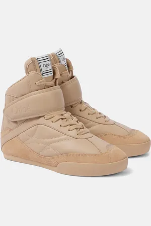 Chloé ChloÃ© Kick suede-trimmed leather high-top sneakers
