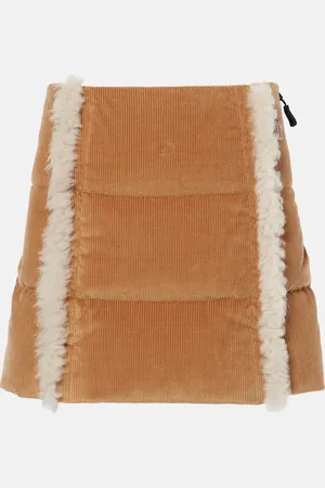 Moncler Shearling-trimmed corduroy miniskirt