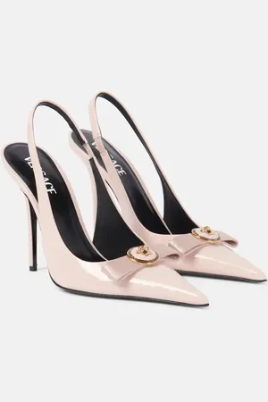VERSACE Gianni Ribbon 85 patent leather slingback pumps
