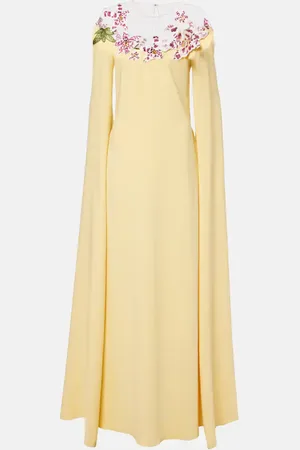 Oscar de la Renta Watercolor Orchid embroidered silk-blend gown