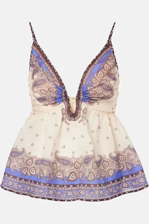 ZIMMERMANN Maxine Plunge peplum ramie top