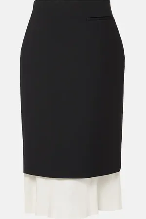 Rohe RÃ³he Silk-trimmed wool-blend pencil skirt
