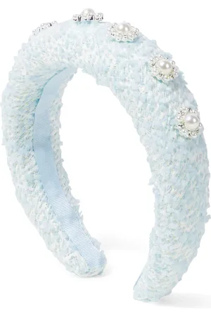Self-Portrait Faux pearl-embellished tweed headband