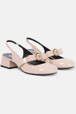 VERSACE Gianni Ribbon patent leather slingback pumps