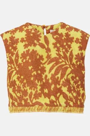 ALÉMAIS AlÃ©mais Amarillo printed cotton-blend crop top