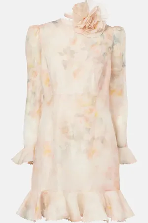 ZIMMERMANN Crush floral linen and silk minidress