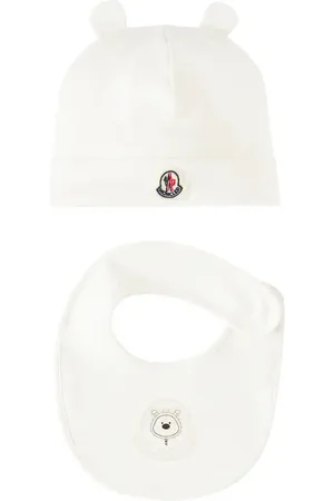 Moncler Baby cotton hat and bib set
