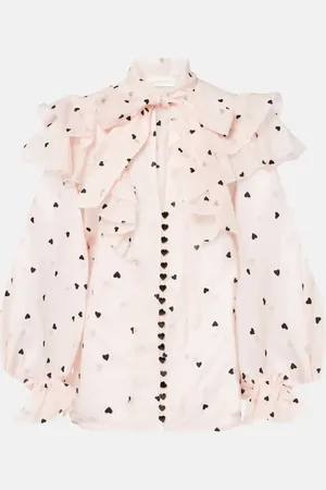 ZIMMERMANN Crush embroidered ruffled linen-blend blouse