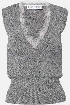 J.W.Anderson Lace-trimmed cotton-blend sweater vest