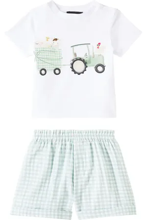 MONNALISA Baby checked cotton T-shirt and shorts set