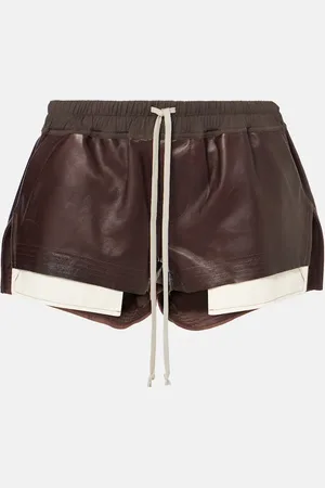 Rick Owens High-rise leather shorts