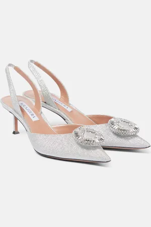 Aquazzura Crystal Hoop 50 glitter slingback pumps