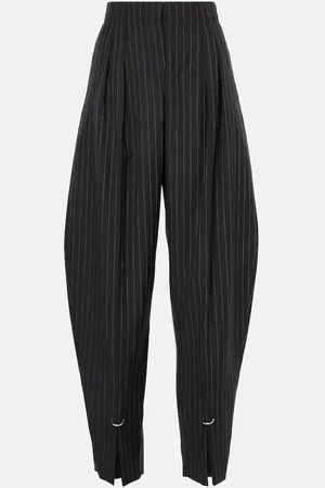 MUGLER Pinstripe wool-blend barrel-leg pants