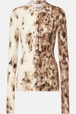 The Attico Printed cashmere and silk polo sweater
