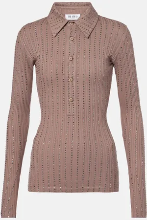 The Attico Embellished cotton polo sweater
