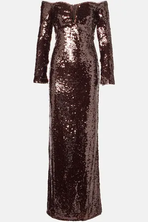 Self-Portrait Off-shoulder sequined gown