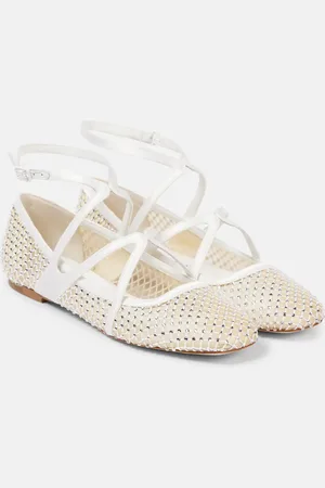 Jimmy Choo Astoria crystal-embellished mesh ballet flats