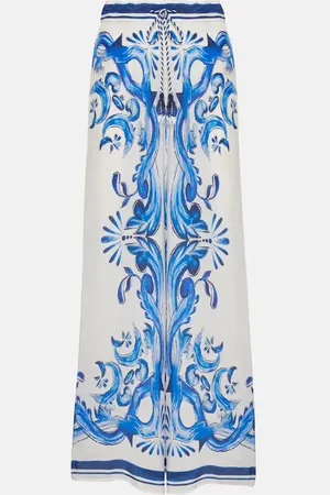 Farm Rio Garden Tiles wide-leg pants