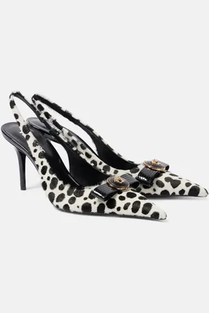 VERSACE Gianni Ribbon 85 calf hair slingback pumps